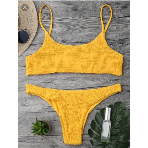 smocked bikini top and bottoms